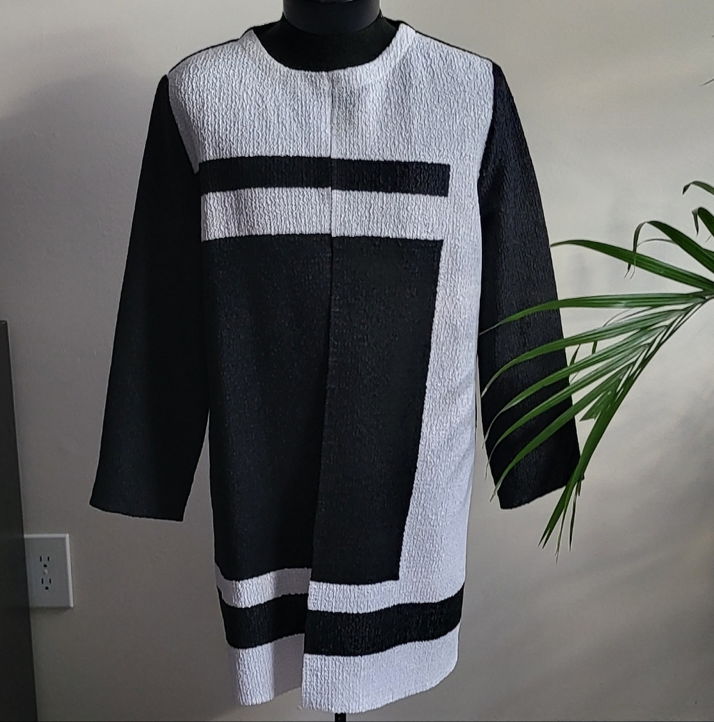 Elegant Black and White Tunic Top